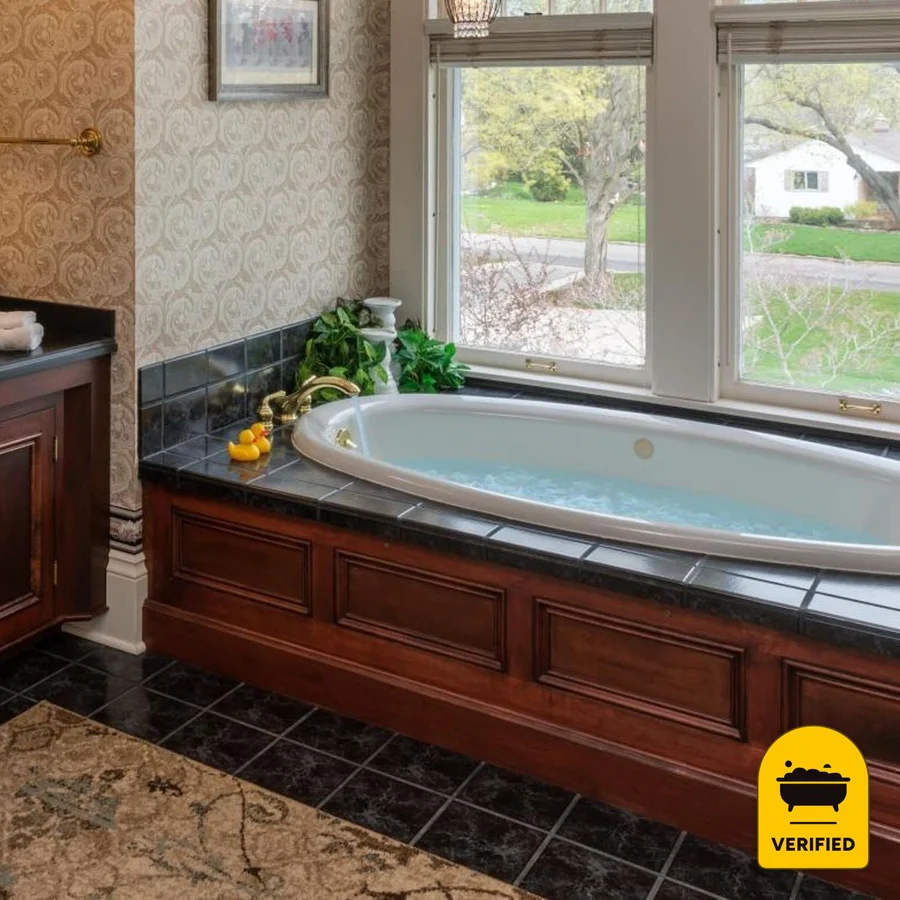 The Nordic Pineapple Bed & Breakfast: the Purple Viking Jetted Tub Suite in Saint Johns, MI